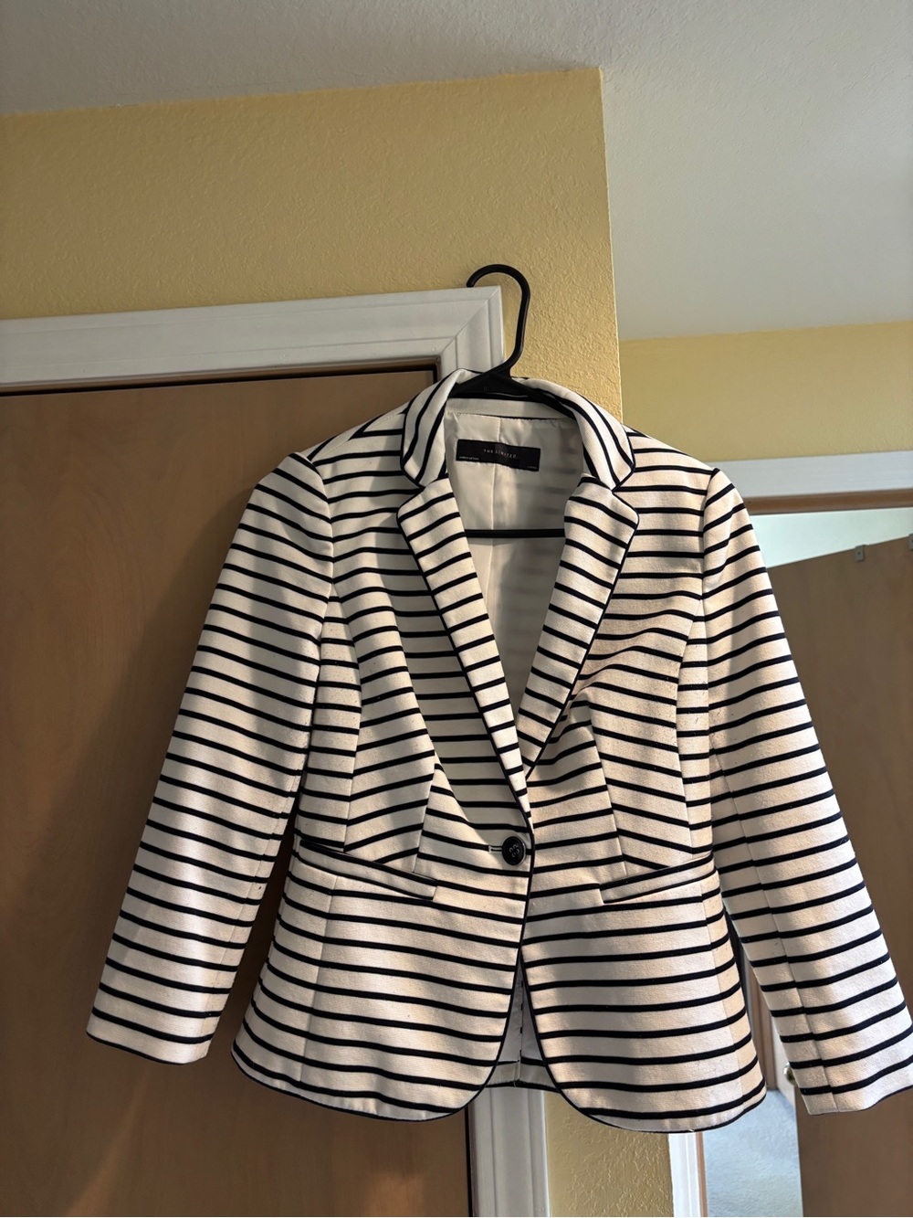 The Limited Black and White Striped Blazer